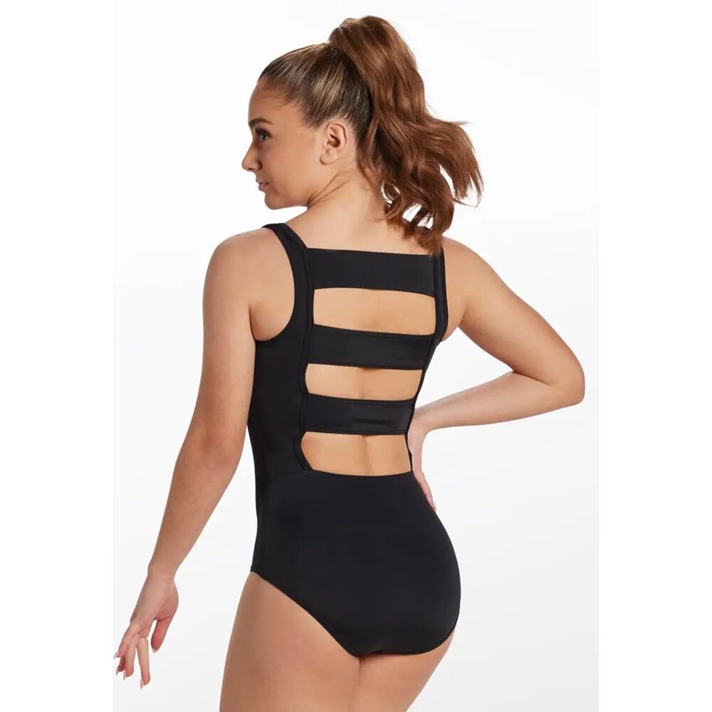 Dance Leotard Black Medium Child Balera MT12063 Wide Ladder Back Leotard